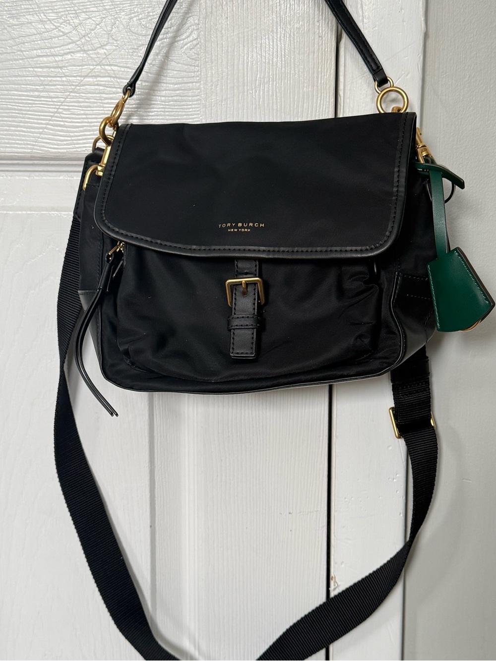 Tory Burch Perry Nylon Crossbody Bag Black Gold